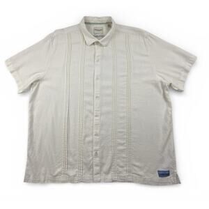 Scotch & Soda Guayabera Shirt Mens Ivory Linen Viscose SS Pleated Button Up XXL